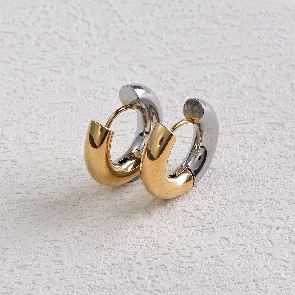 Two-Toned Minimalist Mini Hoop Earrings